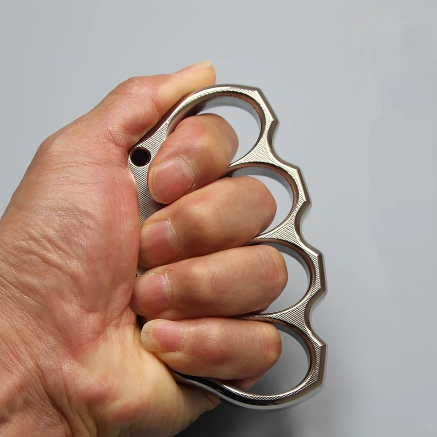 304 Stainless Steel Striped Style Self Defense Brass Knuckles - Image 2