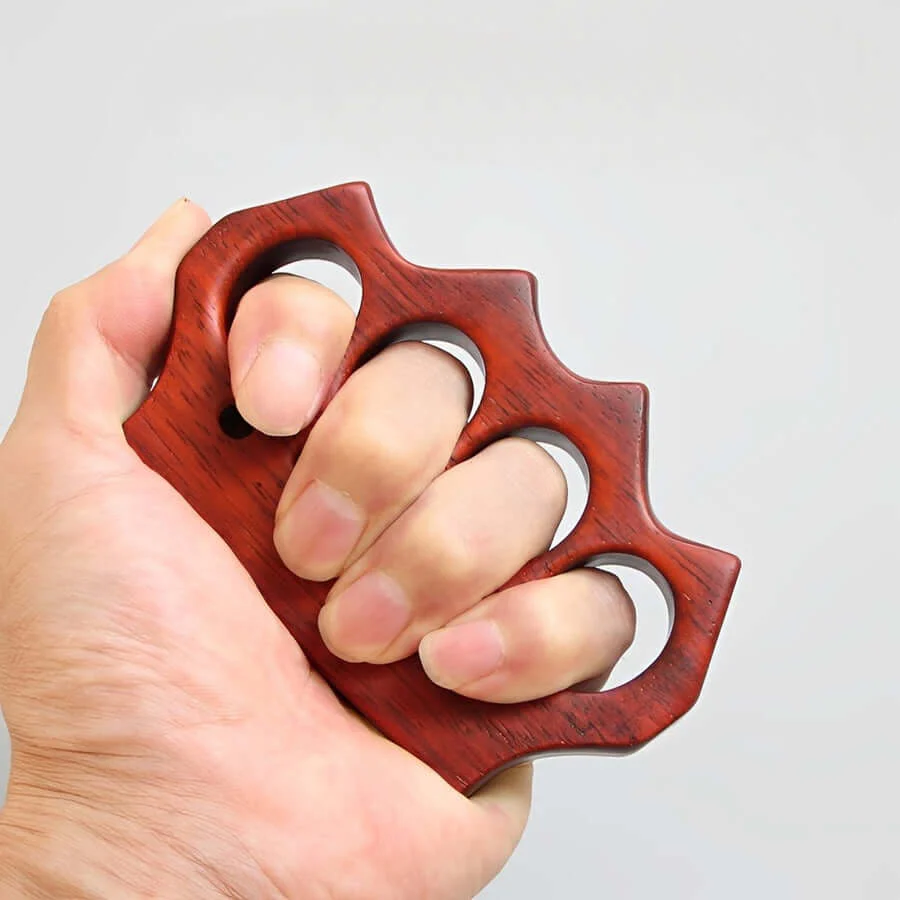 African Red Sandalwood Wooden Brass Knuckles - Image 3