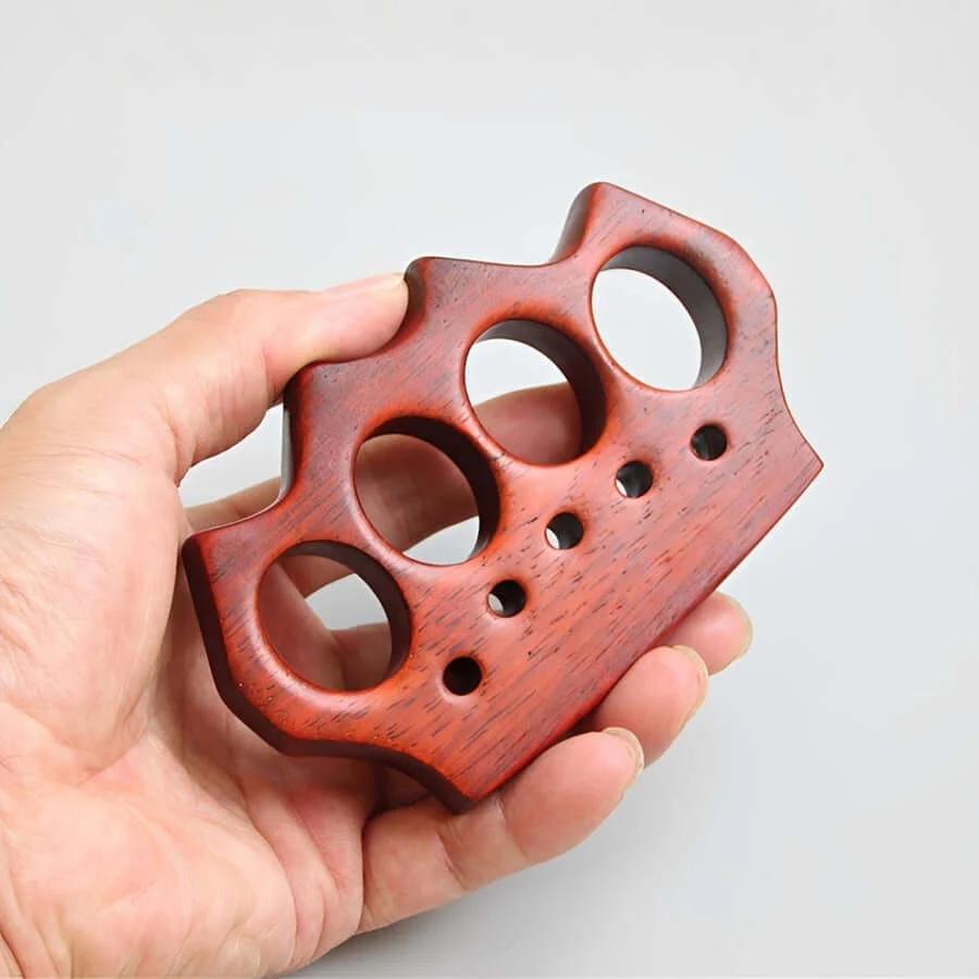African Red Sandalwood Wooden Brass Knuckles - Image 5