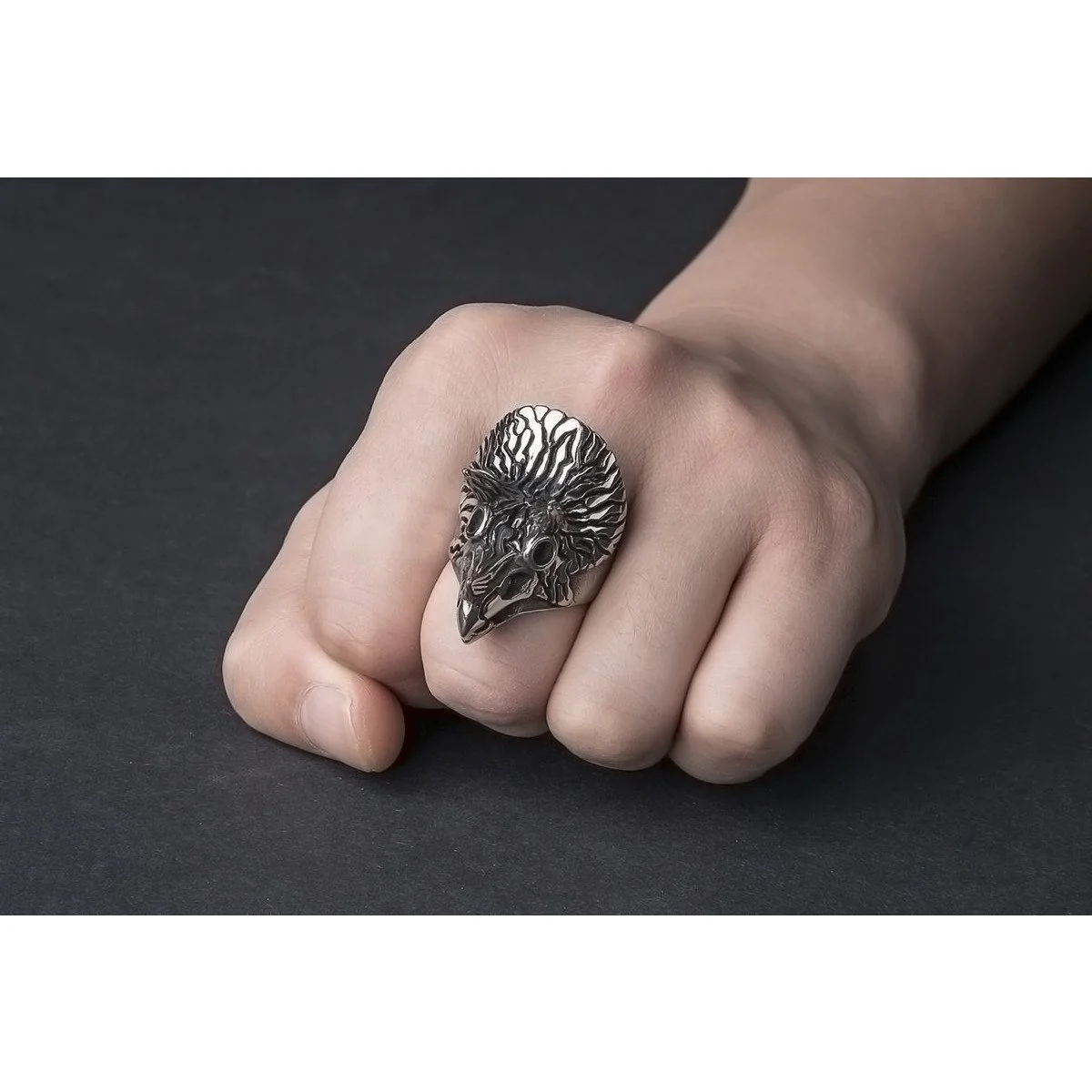 Triceratops Full Stainless Steel Spiked Self Defense Ring - Image 5