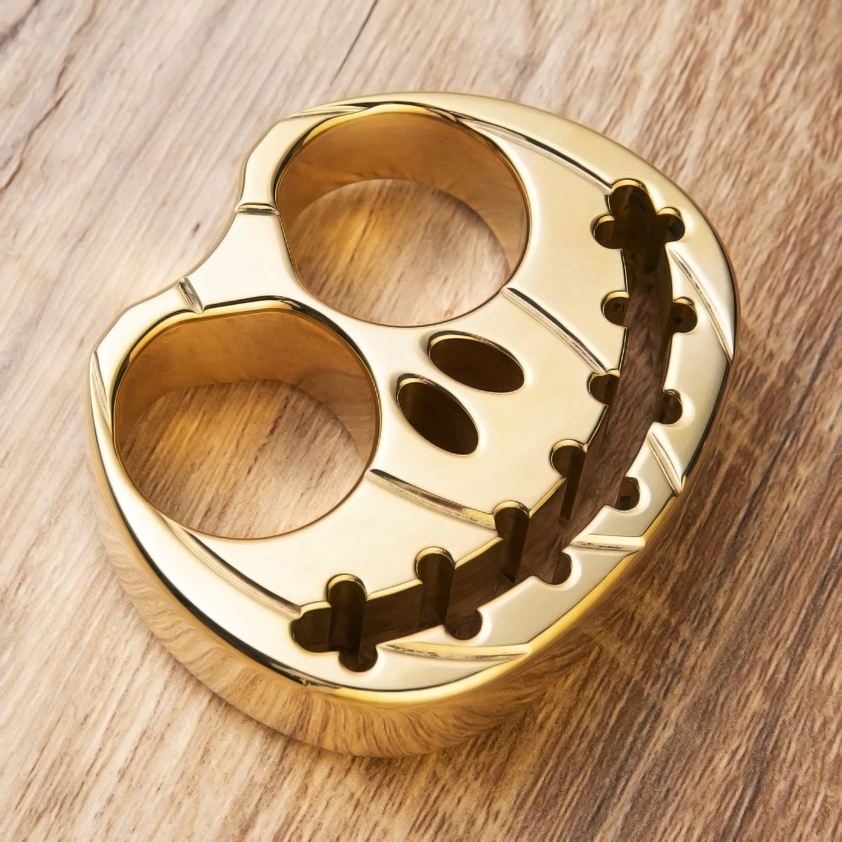 Full Brass Pumpkin Face Two Finger Brass Knuckles - Image 3