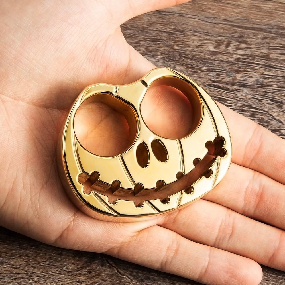 Full Brass Pumpkin Face Two Finger Brass Knuckles - Image 5