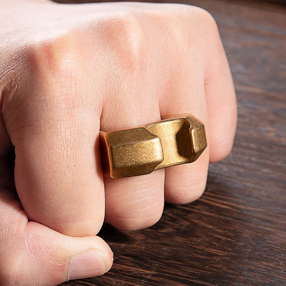 Full Brass Wasteland Style Stonewash Bottle Opener Brass Knuckles - Image 2
