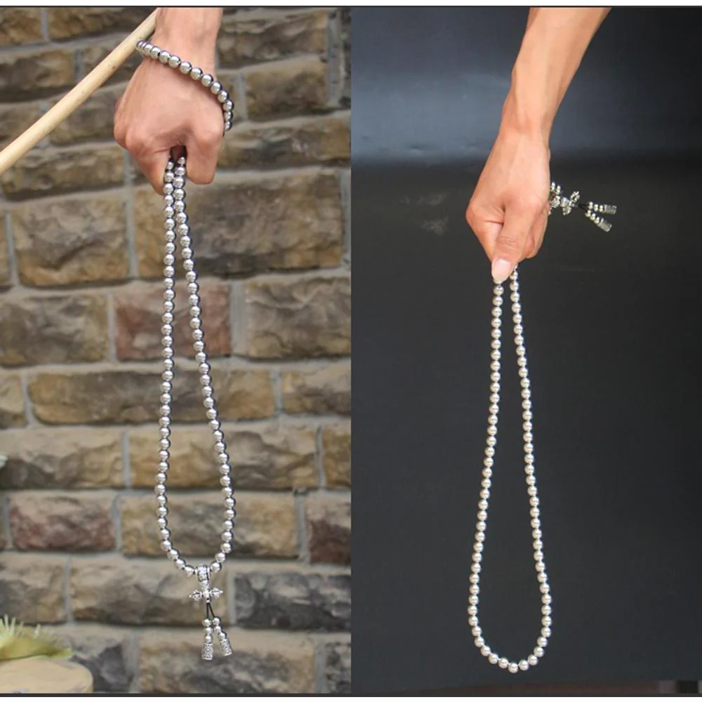 Full Brass Buddha Beads Self Defense Beads Mala Necklace - Image 3
