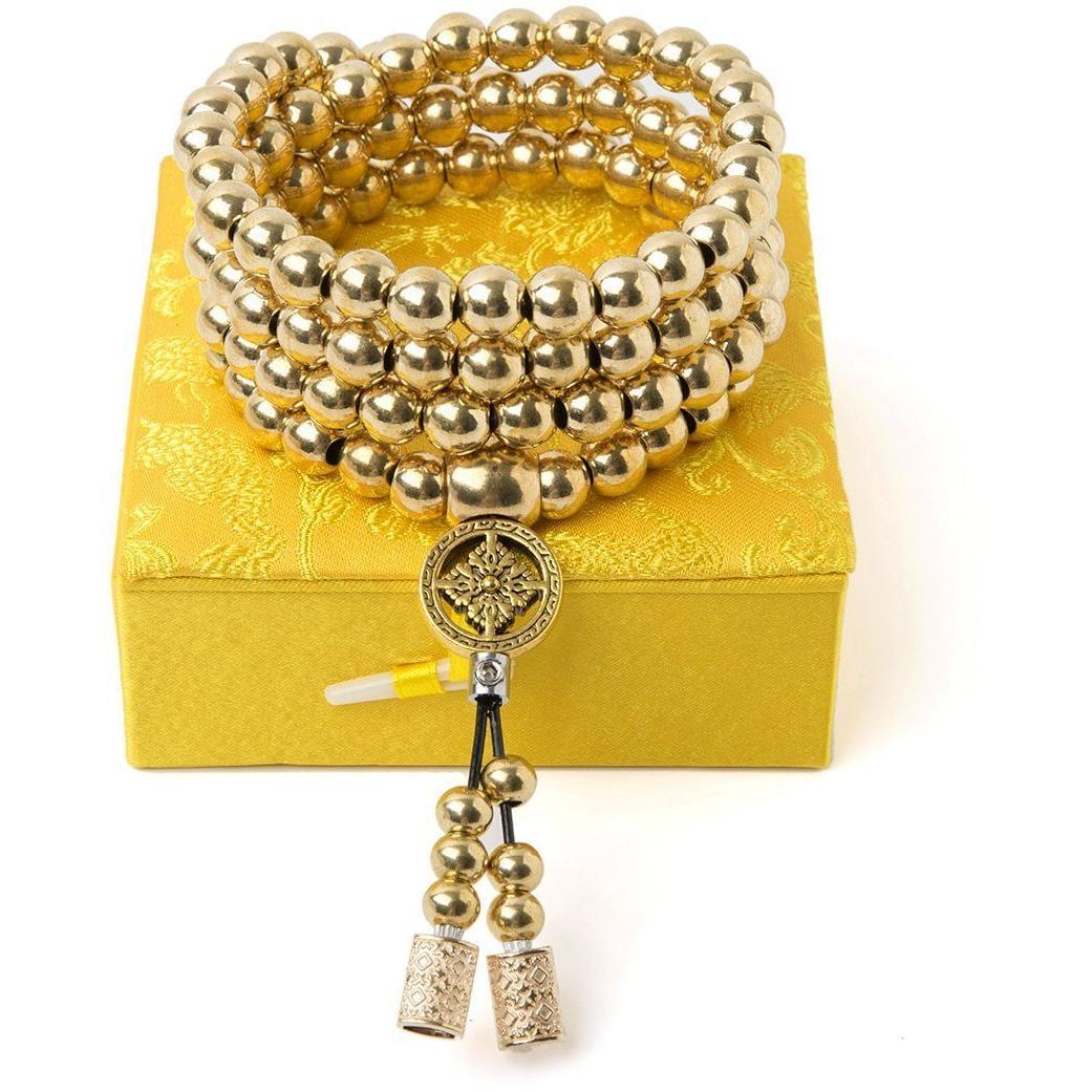 Full Brass Buddha Beads Self Defense Beads Mala Necklace - Image 4