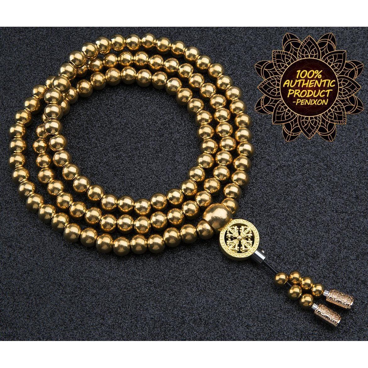 Full Brass Buddha Beads Self Defense Beads Mala Necklace - Image 6