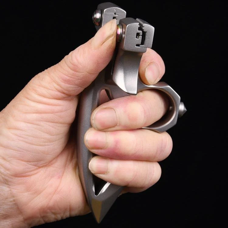 Spiked Brass Knuckles Ring Slingshot 404C Stainless Steel 3 In 1 - Image 3